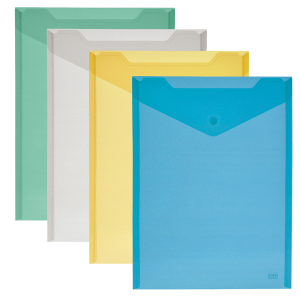 68145 Busta con bottone - A5 verticale - PP - colori assortiti - Lebez