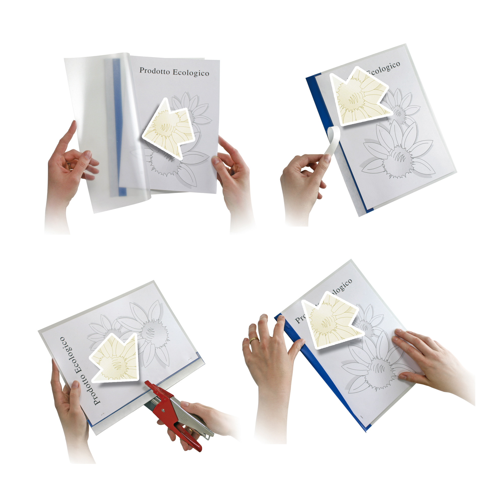 48069_2 Cartellina per rilegatura Poli 200 - A4 - PP - trasparente buccia - dorso giallo - Sei Rota - conf. 10 pezzi