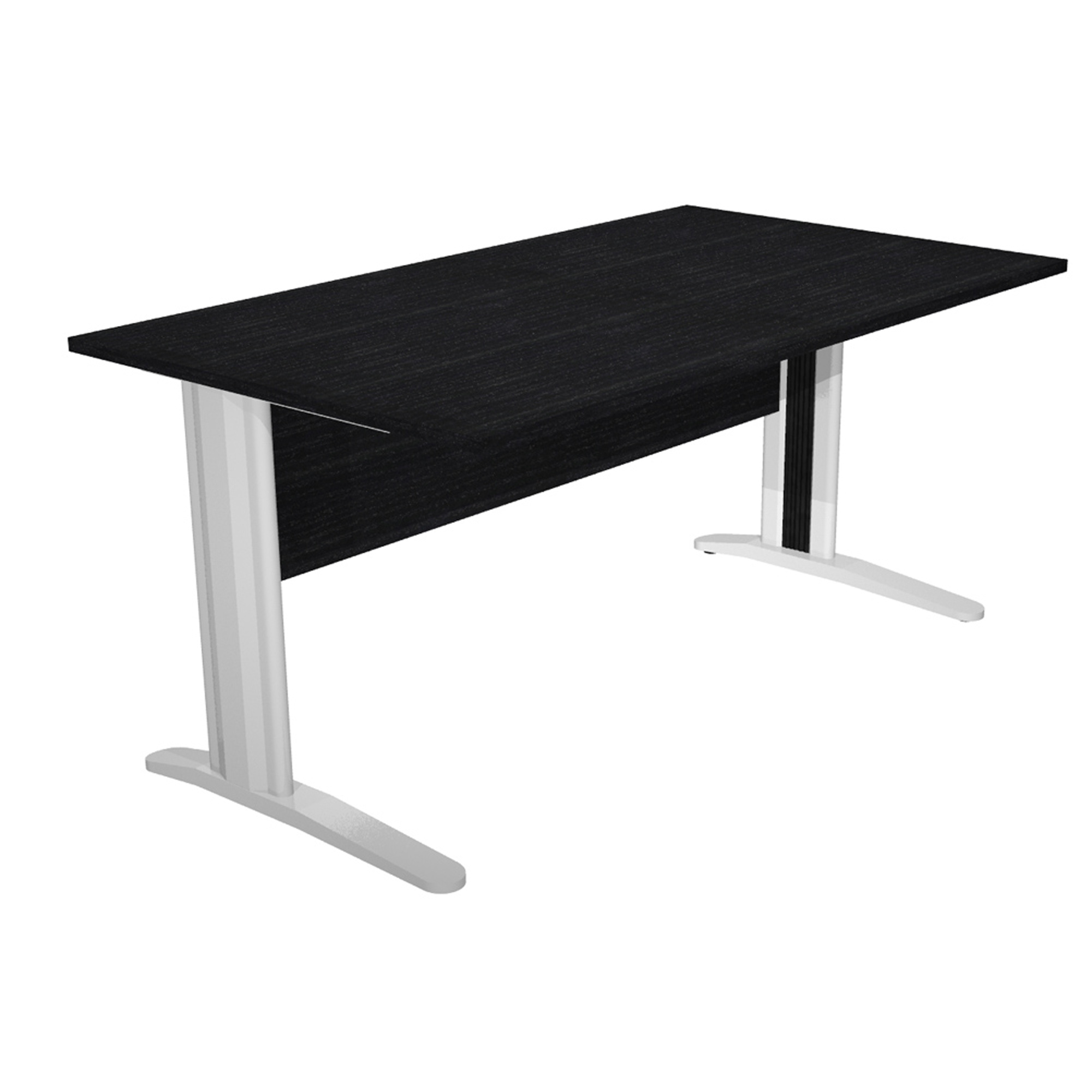 Scrivania lineare Easy - 140 x 80 x 72 cm - Nero venato/grigio cromato