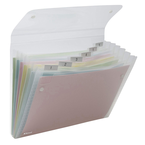 62058 Portadocumenti a soffietto Ice - 6 tasche - 22 x 30 cm - PP - trasparente - Rexel