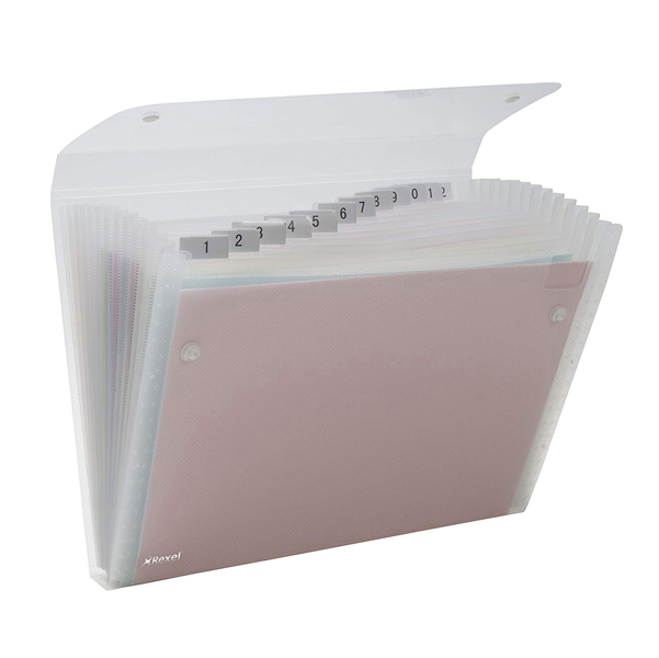 62060 Portadocumenti a soffietto Ice - 13 tasche - 22 x 30 cm - PP - trasparente - Rexel