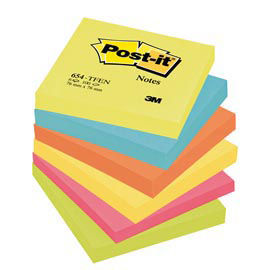 Blocco foglietti Colori Energy - 654-TFEN - 76 x 76 mm - 72 gr - colori assortiti - 100 fogli - Post-it