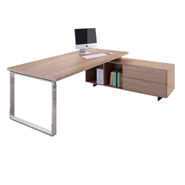 Scrivania Manager Prestige Metal - con mobile servizio reversibile - 180 x 90 x 74 cm - ciliegio arabis