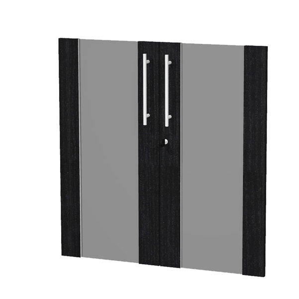 74323 Coppia ante Prestige - per mobile basso - 80 x 77 cm - spessore 18 mm - vetro/melaminico - nero venato