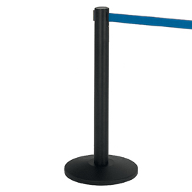 Colonnina segnapercorso Alfa nera - altezza 95 cm - nastro retrattile blu da 200 cm - Medial