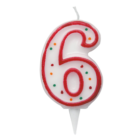 Candelina Zuccherino - numero 6 - H 8.5 cm - Big Party