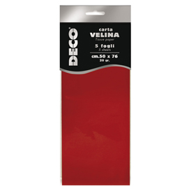 Carta velina - 50 x 76 cm - 20 gr - rosso - Deco - busta 5 fogli