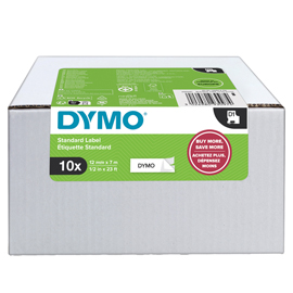 Nastro D1 standard 450130 - 12 mm x 7 mt - PL - nero/bianco - Dymo - value pack 10 pezzi