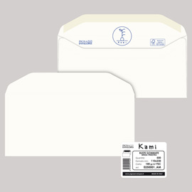 Busta Kami Gommata - senza finestra - 11 x 23 cm - 100 gr - carta riciclata FSC - bianco - Pigna Envelopes - conf. 500 pezzi