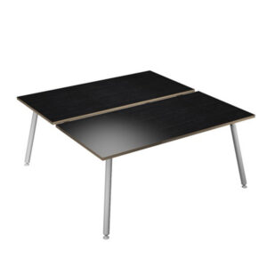 Scrivania Skinny Metal a 2 postazioni contrapp. - 120 x 166 cm - bianco / nero venato