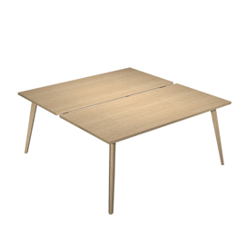 Scrivania Woody a 2 postazioni contrap. - 140 x 166 cm - rovere