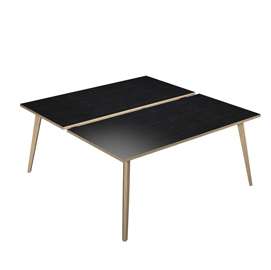 Scrivania Woody a 2 postazioni contrap. - 140 x 166 cm - rovere / nero venato