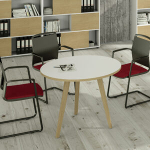 Tavolo riunione tondo Woody - diametro 80 cm - rovere / bianco