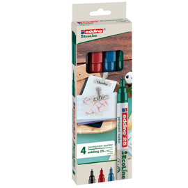 Marcatore permanente 25 Ecoline - punta tonda 1.0 mm - colori assortiti - Edding - conf. 4 pezzi