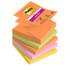 Blocco Post-it Super Sticky Z Notes - R330-5SS-BOOS - 76 x 76 mm - colori Boost - 90 fogli - Post-it - conf. 5 pezzi
