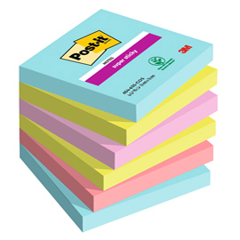 Blocco Post-it Super Sticky - 654-6SS-COS - 76 x 76 mm - colori Cosmic - 90 fogli - Post-it - conf. 6 pezzi