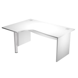 Scrivania compact Agorà - fianco sx melaminico - L160 x P120/80/60 x H73 cm - con supporto metallico - bianco