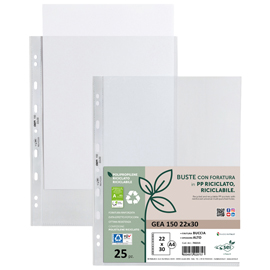 Buste forate Gea 150 - PP riciclato - buccia pesante - 22 x 30 cm - Sei rota - conf. 25 pezzi
