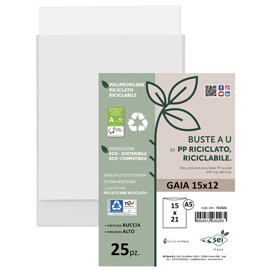 Buste a sacco Gaia - PP riciclato - 15 x 21 cm - buccia - trasparente - Sei rota - conf. 25 pezzi