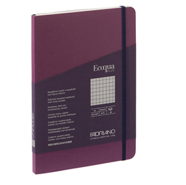 Taccuino Ecoqua Plus - con elastico - rilegatura cucita - A5 - 5 mm - 80 fogli - vino - Fabriano
