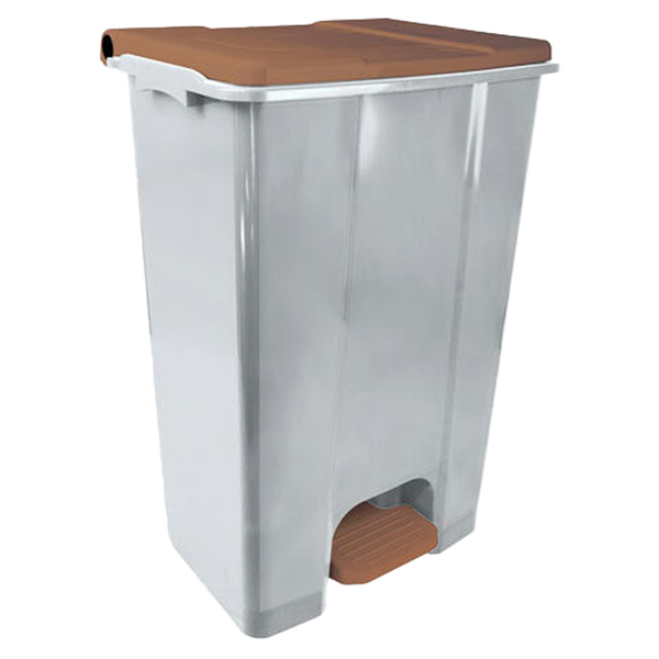 97434 Contenitore mobile Ecoconti - a pedale - 80 L - plastica riciclata - grigio/marrone - Medial