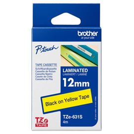 Brother - Nastro - Nero/Giallo - TZE631S - 12mm x 4mt