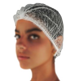 101560 Cuffie a clip plissettate - taglia unica - diametro 53 cm - PLP - bianco - Worker - conf. 100 pezzi