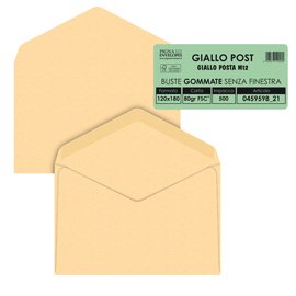 Busta Giallo Postale - gommata - 12 x 18 cm - 80 gr - carta riciclata FSC - giallo - Pigna Envelopes - conf. 500 pezzi