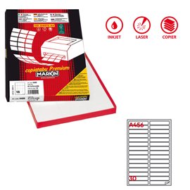 39227 Etichette adesive A/456 - in carta - permanenti - 100 x 17 mm - 30 et/fg - 100 fogli - bianco - angoli tondi - Markin