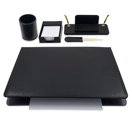 46698 Servizio scrittoio art.119 nero in similpelle (5 componenti) - City Time
