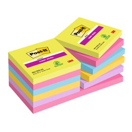 Blocco foglietti Post-it Super Sticky - 654-12SSUCC - 76 x 76 mm - colori Ultra - 90 fogli - Post-it