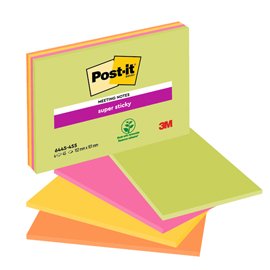 Blocco foglietti Post-it Super Sticky Meeting Notes - 6445-SSP - 152 x 101 mm - rosa/verde neon - 45 fogli - Post-it