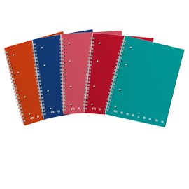 Quaderno Monocromo - A5 - 5mm - 70 fogli - 80gr - c/fori - spiralato - Pigna