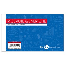 61707 Blocco ricevute generiche - 2 copie autoricalcanti - 10 x 17cm - 50 fogli - BM