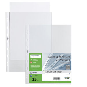 Buste forate Atla T - pesante - liscio - 18 x 24 cm - trasparente - Sei Rota - conf. 25 pezzi