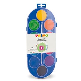 Pastiglie Acquerelli - ø 44mm - colori assortiti - Primo - astuccio 10 pastiglie