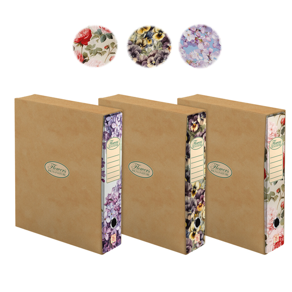 Registratore a leva Nature Flowers - protocollo - dorso 8cm - Pigna