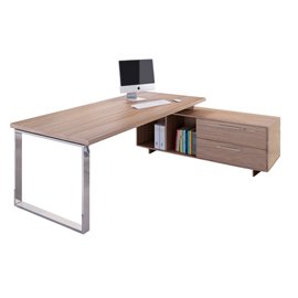 Scrivania Manager Prestige Metal - con mobile servizio reversibile - 210 x 90 x 74 cm - ciliegio arabis