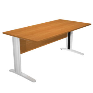 Scrivania lineare Easy - 160 x 80 x 72 cm - Noce chiaro/grigio cromato