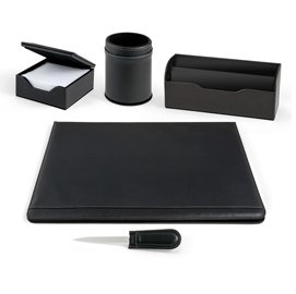 74634 Servizio scrittoio William - ecopelle - 5 componenti - nero - City Time