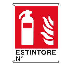 76916 Cartello segnalatore - 25x31 cm - ESTINTORE N° - alluminio - Cartelli Segnalatori