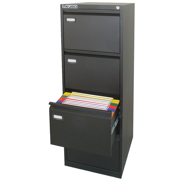 80127 Classificatore Kubo - per cartelle sospese - 4 cassetti - 46 x 62 x 132 cm - nero - Bertesi
