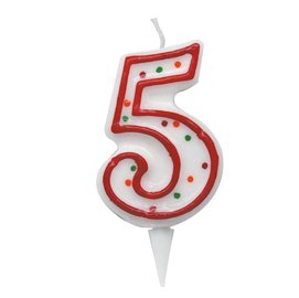 Candelina Zuccherino - numero 5 - H 8.5 cm - Big Party