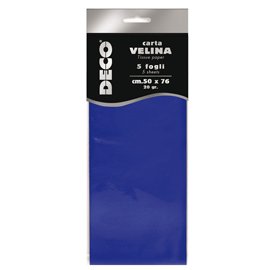 89121 Carta velina - 50 x 76 cm - 20 gr - blu - Deco - busta 5 fogli
