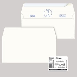 Busta a sacco Kami Strip - senza finestra - 11 x 23 cm - 100 gr - carta riciclata FSC - bianco - Pigna Envelopes - conf. 500 pezzi