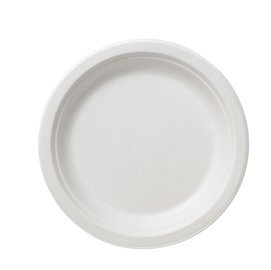 Piatto piano monouso Bio - rotondo - diametro 22 cm - cellulosa/canna da zucchero - bianco - Leone - conf. 50 pezzi