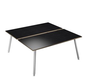 Scrivania Skinny Metal a 2 postazioni contrapp. - 180 x 166 cm - bianco / nero venato