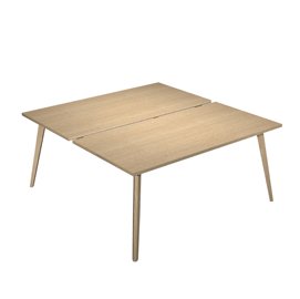 Scrivania Woody a 2 postazioni contrap. - 140 x 166 cm - rovere