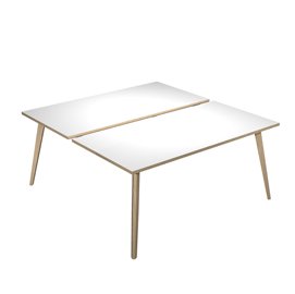 Scrivania Woody a 2 postazioni contrap. - 140 x 166 cm - rovere / bianco