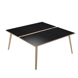 Scrivania Woody a 2 postazioni contrap. - 140 x 166 cm - rovere / nero venato